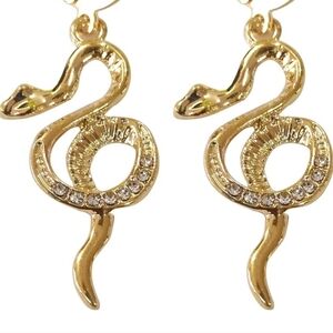 Women’s Jewelry Adorable Elegant Cute Sneaky Gold Snake Long Dangle Earrings